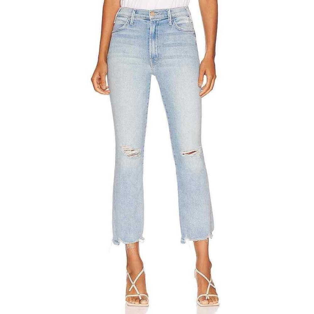 MOTHER the Hustler Ankle Chew Light Blue Cropped Jeans